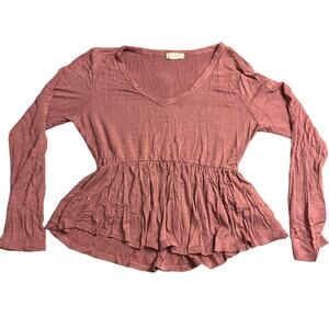Pink peplum long sleeve top by Olivia Rae
